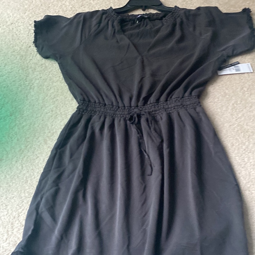 Dex , 100% Tencil, black drawstring dress